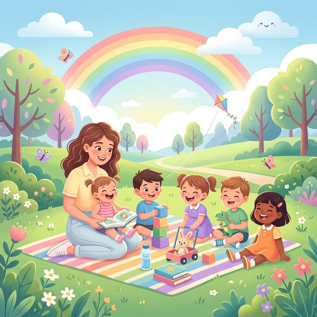 Niños felices jugando